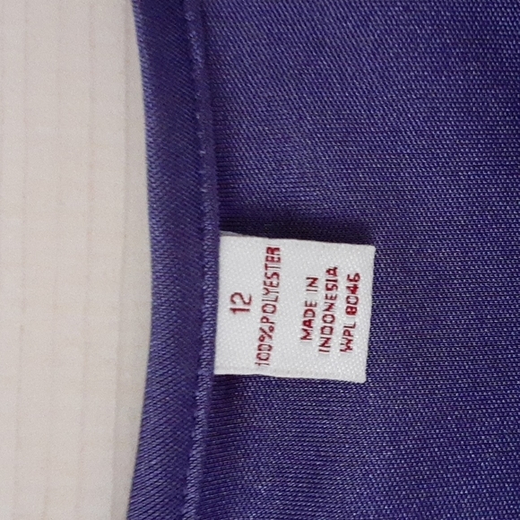 Pretty Royal Purple w/ White Pokdots Blouse & Solid Tank Size 12 - Picture 3 of 7